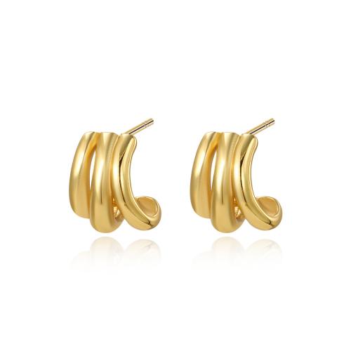 Stainless Steel Stud Earrings 304 Stainless Steel plated for woman gold Sold By Pair