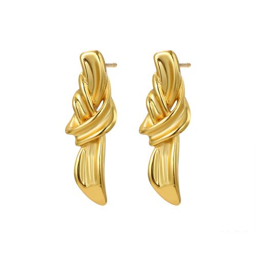 Stainless Steel Stud Earrings 304 Stainless Steel plated for woman gold Sold By Pair