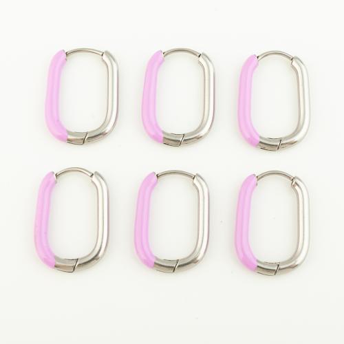 Stainless Steel Lever Terug Earring, 304 roestvrij staal, plated, drie stuks & voor vrouw & glazuur, purper, 3sets/Lot, Verkocht door Lot