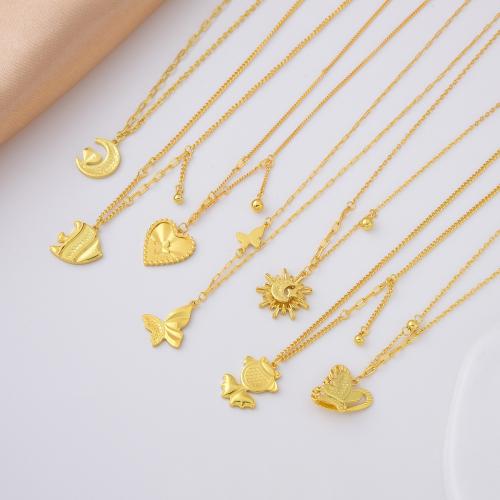 Collier en laiton, Placage, styles différents pour le choix & pour femme, Or, Longueur Environ 45 cm, Vendu par PC