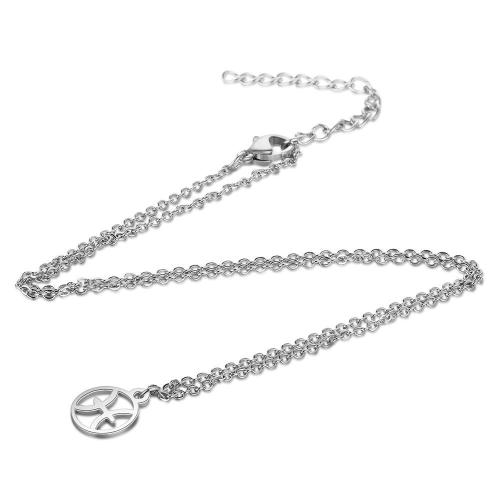 Titanium Steel Necklace with 5cm extender chain plated Zodiac symbols jewelry & Unisex Length Approx 45 cm Sold By PC