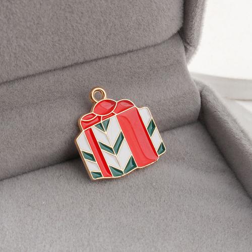 Zinc Alloy Enamel Pendants gift shape gold color plated DIY Sold By Bag