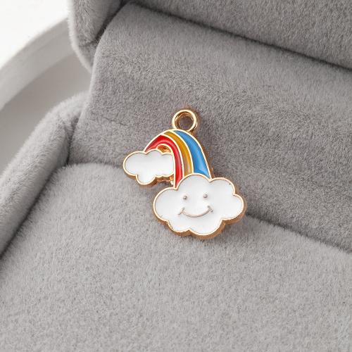 Zinc Alloy Enamel Pendants Rainbow gold color plated DIY Sold By Bag