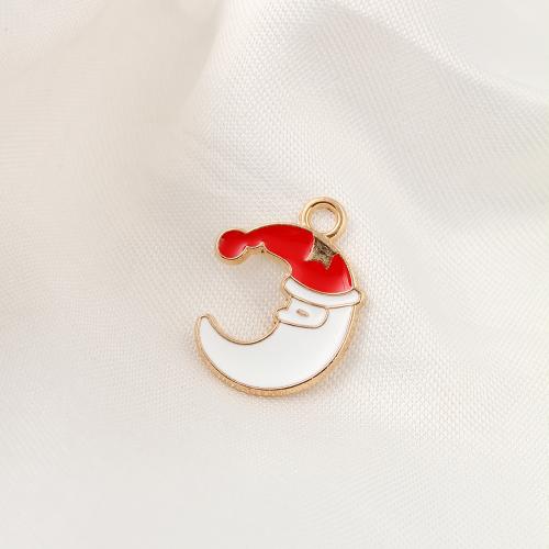 Zinc Alloy Enamel Pendants Moon gold color plated DIY Sold By Bag