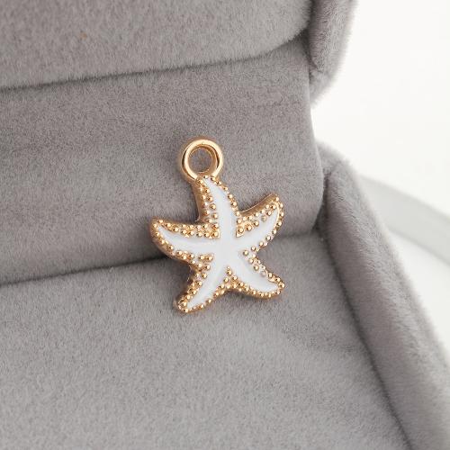 Zinc Alloy Enamel Pendants Starfish gold color plated DIY Sold By Bag