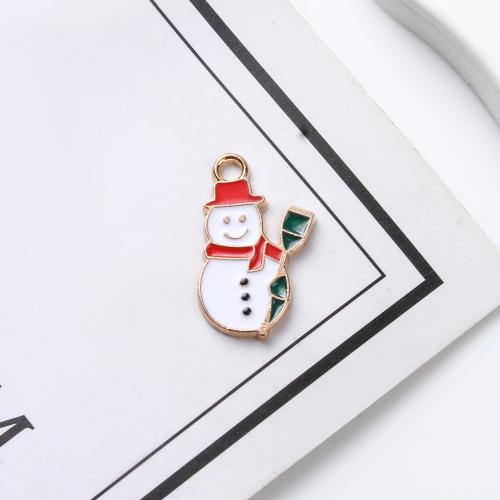 Zinc Alloy Enamel Pendants Snowman gold color plated DIY Sold By Bag