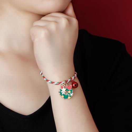 Zinc Alloy Bracelet with Polyester Cord plated Christmas jewelry & for woman & enamel Length Approx 6-8 Inch Sold By PC