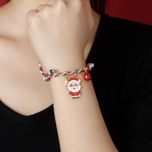 Zinc Alloy Bracelet with Polyester Cord plated Christmas jewelry & for woman & enamel Length Approx 6-8 Inch Sold By PC