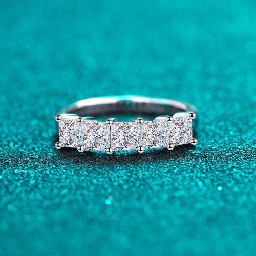 925 Sterling Silver Finger Ring with Moissanite Square & for woman US Ring .5-9 Sold By PC