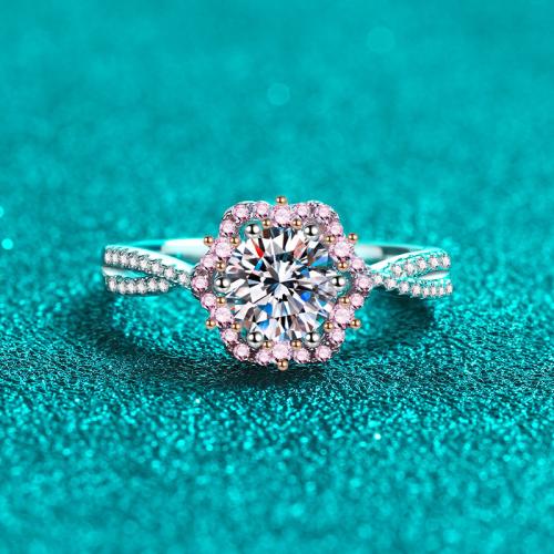 925 Sterling Silver Double Finger Ring Flower  & for woman US Ring .5-10 Sold By PC