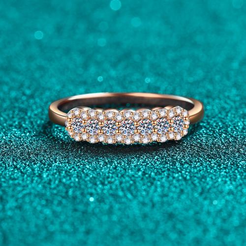 925 Sterling Silver Finger Ring with Moissanite Plating champagne gold & for woman US Ring Sold By PC