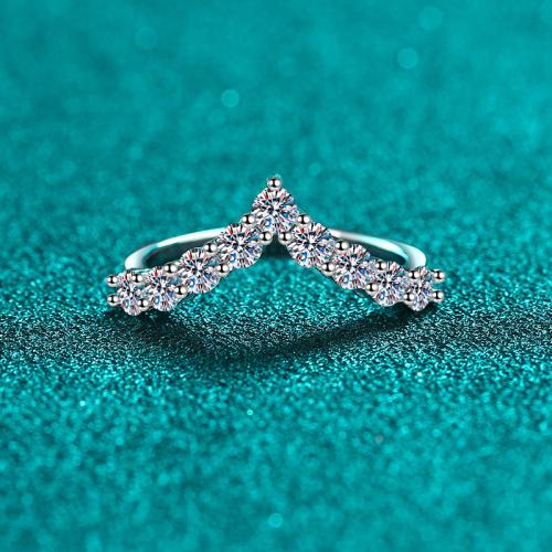 925 sterling zilver Finger Ring, met Moissanite, Letter V, verschillende grootte voor keus & voor vrouw, Maat:4-10, Verkocht door PC