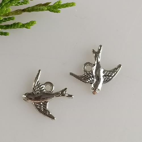 Zinc Alloy Animal Pendants swallow antique silver color plated DIY Sold By Bag