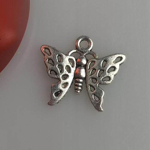 Zinc Alloy Animal Pendants Butterfly antique silver color plated DIY Sold By Bag