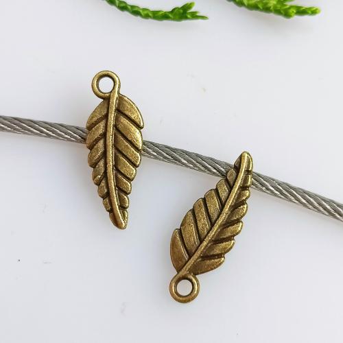 Zinklegering Leaf Hangers, Zinc Alloy, Blad, antiek messing plated, DIY, 8x20mm, 100pC's/Bag, Verkocht door Bag