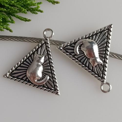 Sinc Alloy Pendants, Triantán, dath airgid antique plátáilte, DIY, 24x24mm, 100ríomhairí pearsanta/Mála, Díolta De réir Mála