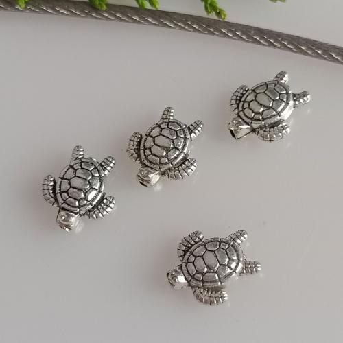 Coirníní since Alloy Spacer, Sinc Alloy, Turtle, dath airgid antique plátáilte, DIY, 9x10mm, Poll:Thart 2mm, 200ríomhairí pearsanta/Mála, Díolta De réir Mála