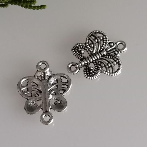 Animal Zinc Alloy Connector Butterfly antique silver color plated DIY Sold By Bag