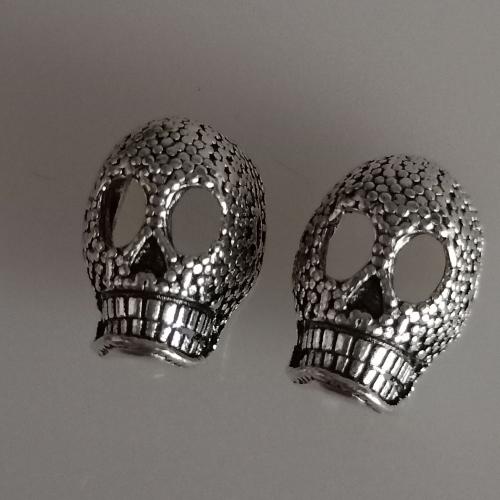 Zinc Alloy Jewelry Beads Skull antique silver color plated DIY Sold By Bag