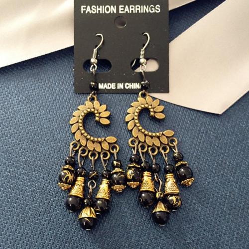 Zinc Alloy Drop Earrings with Acrylic fashion jewelry & for woman 60mm Sold By Pair