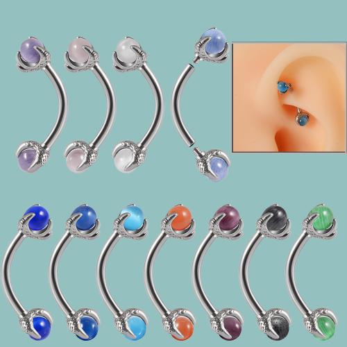 Rostfritt stål Ear Piercing Smycken, 304 rostfritt stål, med Ädelsten, Unisex & olika storlek för val, fler färger för val, 2PC/Bag, Säljs av Bag