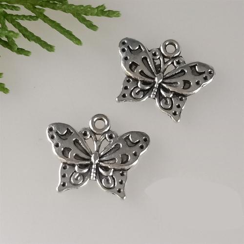 Zinc Alloy Animal Pendants Butterfly antique silver color plated DIY Sold By Bag