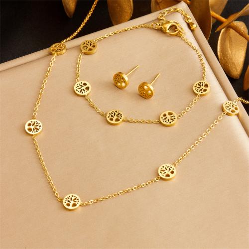 Fashion Stainless Steel Jewelry Sets 304 Stainless Steel fashion jewelry & for woman golden Sold By PC