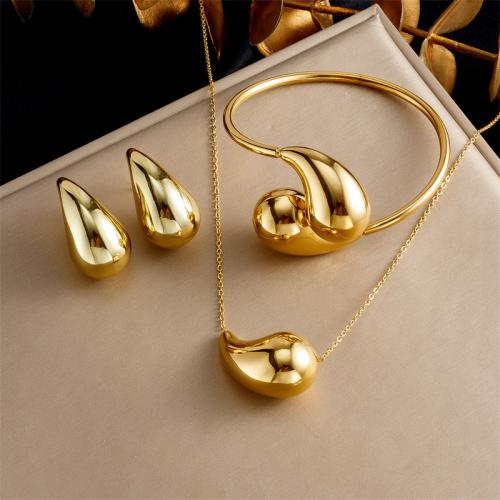 Fashion Stainless Steel Jewelry Sets 304 Stainless Steel Teardrop fashion jewelry & for woman golden Sold By PC