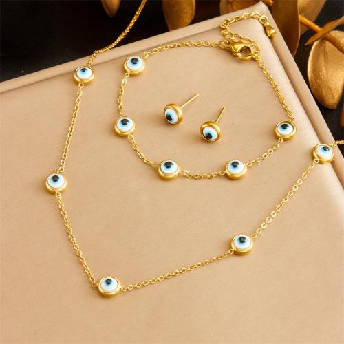 Enamel Stainless Steel Jewelry Set 304 Stainless Steel & for woman golden Sold By PC