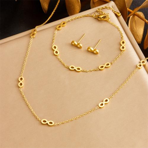 Fashion Stainless Steel Jewelry Sets 304 Stainless Steel Number 8 fashion jewelry & for woman golden Sold By PC