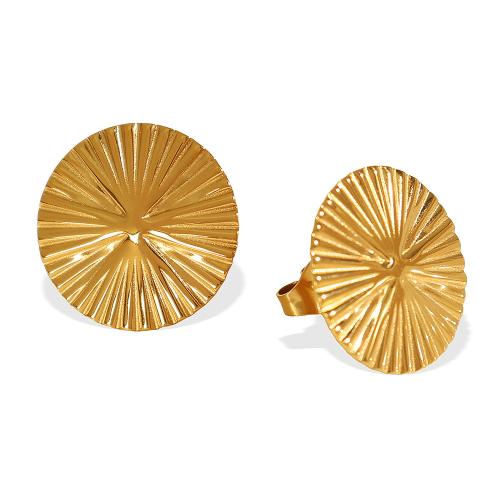 Stainless Steel Stud Earrings 304 Stainless Steel fashion jewelry & for woman golden Sold By Pair