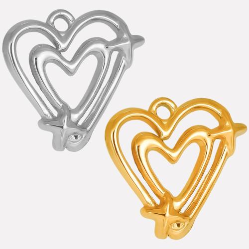 Stainless Steel Heart Pendants 304 Stainless Steel Vacuum Ion Plating DIY Sold By PC