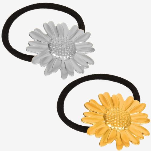 Hestehale Holder, 304 rustfrit stål, med Rubber Band, Daisy, for kvinde, flere farver til valg, 44x41mm, Solgt af PC