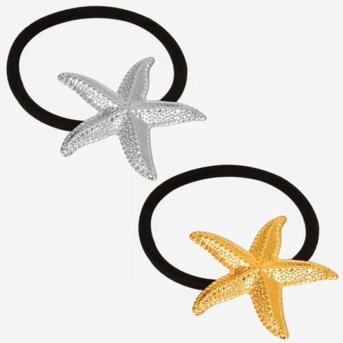 Ponytail Holder 304 Stainless Steel with Rubber Band Starfish Vacuum Ion Plating for woman Sold By PC