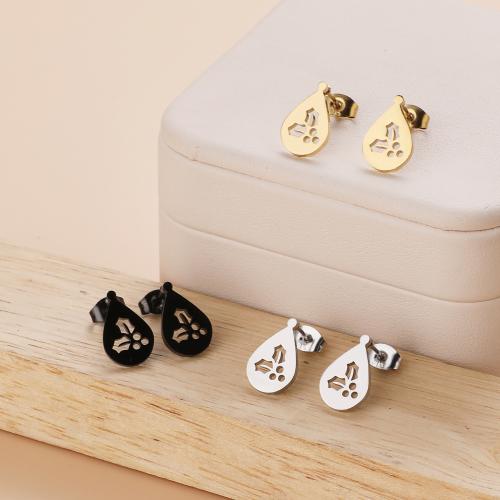 Stainless Steel Stud Earrings 304 Stainless Steel Teardrop plated for woman Sold By Pair