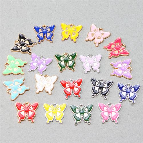 Zinc Alloy Enamel Pendants Butterfly plated DIY nickel lead & cadmium free Sold By Bag