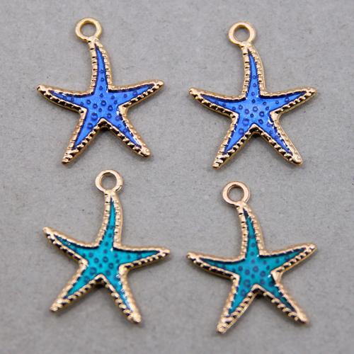 Zinc Alloy Enamel Pendants Starfish gold color plated DIY nickel lead & cadmium free Sold By Bag