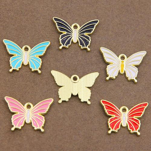 Zinc Alloy Enamel Pendants Butterfly plated DIY Sold By Bag