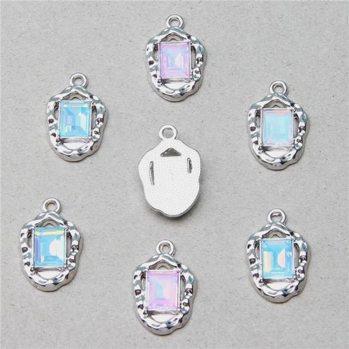 Zinc Alloy Rhinestone Pendants silver color plated DIY & with rhinestone nickel lead & cadmium free Sold By Bag