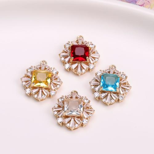 Crystal Pendants Brass with Crystal gold color plated DIY & with rhinestone nickel lead & cadmium free Sold By PC