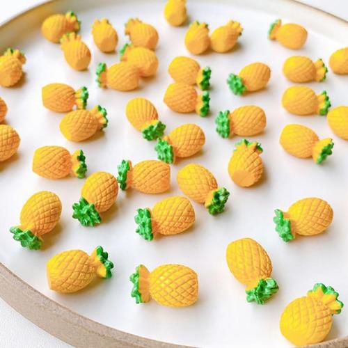 Vlasové doplňky DIY Závěry, PVC plast, Ananas, žlutý, 25mm, 10PC/Bag, Prodáno By Bag