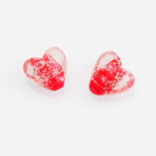 Handgemaakte Lampwork Beads, Hart, DIY, rood, 15mm, Verkocht door PC