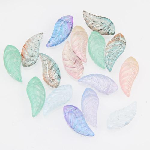 Fashion Lampwork Pendants Glass Leaf DIY mixed colors Sold By Bag