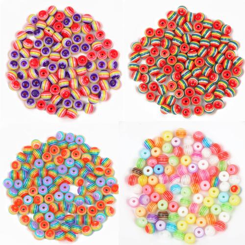 Gestreepte resin kralen, Hars, DIY, meer kleuren voor de keuze, 8mm, Gat:Ca 1.5mm, 50pC's/Bag, Verkocht door Bag