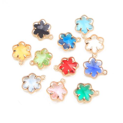 Fashion Lampwork Pendants with Brass Flower DIY 13mm Sold By Bag