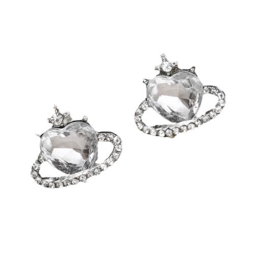 Zinc Alloy Stud Earring with Crystal plated fashion jewelry & for woman Sold By Pair