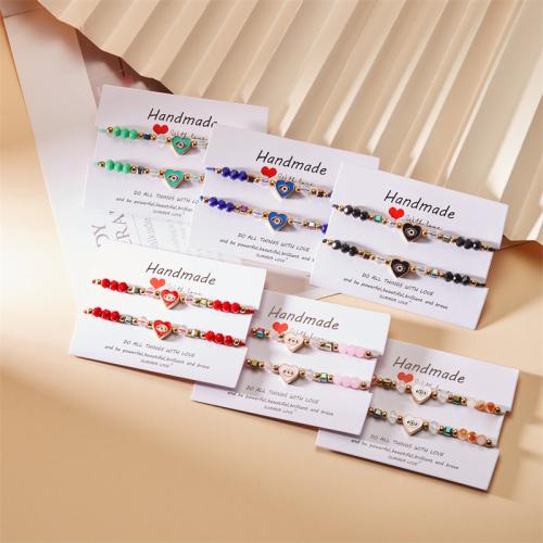 Resin Bracelets with Cotton Thread & Zinc Alloy handmade 2 pieces & fashion jewelry & for woman Length 6.29-11.02 Inch Sold By Set