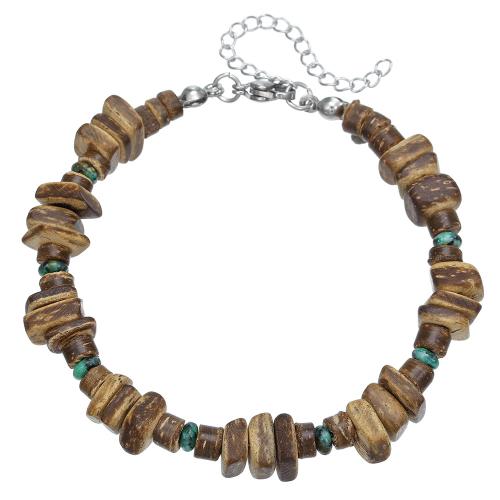 Wood Bracelets with Stone & 304 Stainless Steel handmade fashion jewelry & Unisex Sold By PC