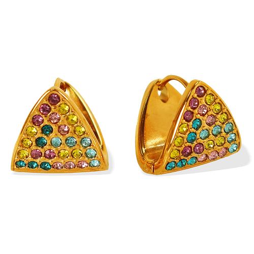 Rostfritt stål spaken bakåt Earring, 304 rostfritt stål, Triangle, plated, mode smycken & för kvinna & med strass, fler färger för val, Säljs av Par