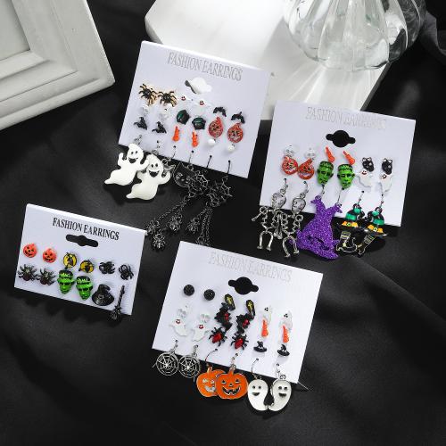 Pendientes de Aleación de Zinc, Diseño de Halloween & diferentes estilos para la opción & para mujer & esmalte, Vendido por Set